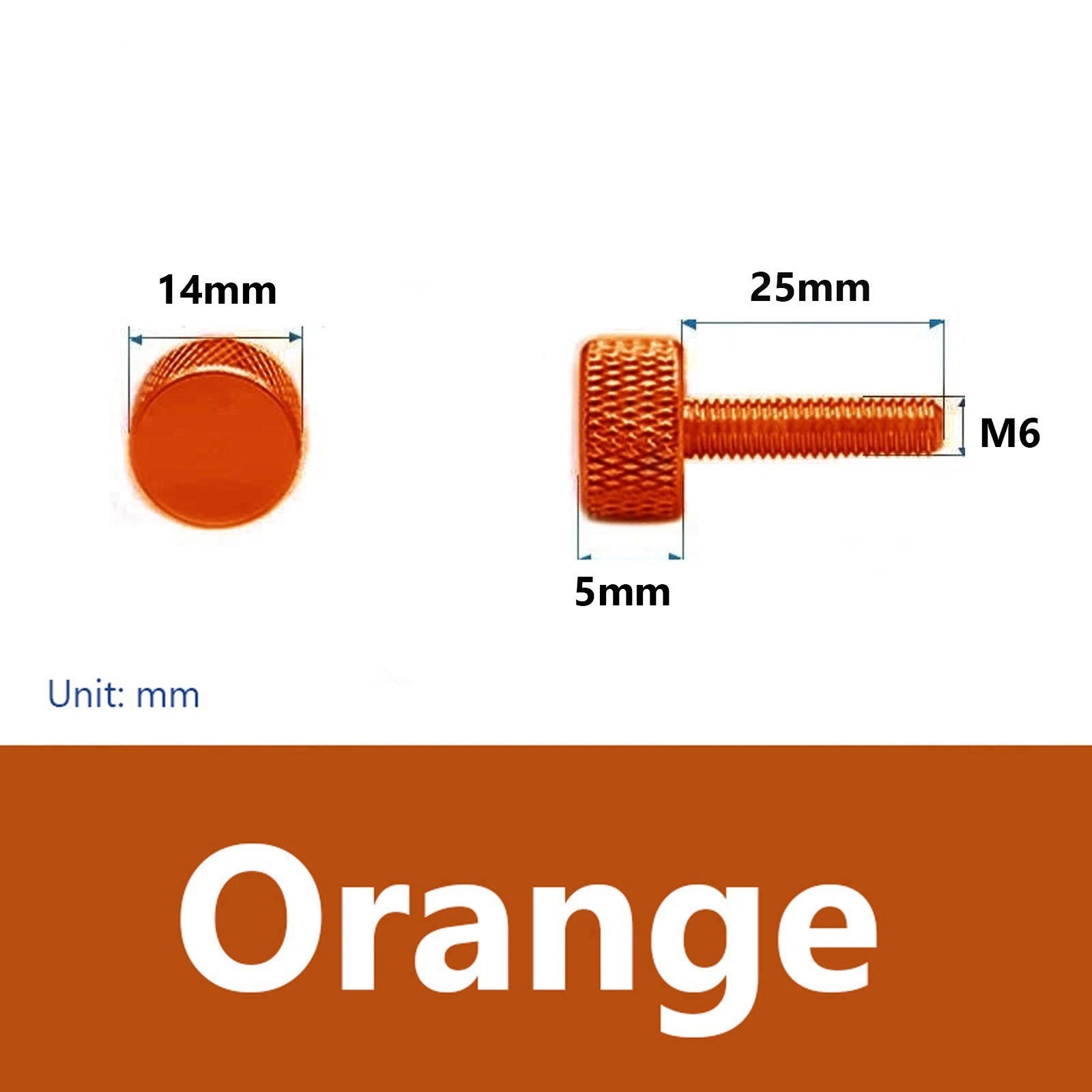 nurled Thumb Screws M6 x 25mm Aluminum Alloy DIY Hand Tighten Grip Knob Bolts