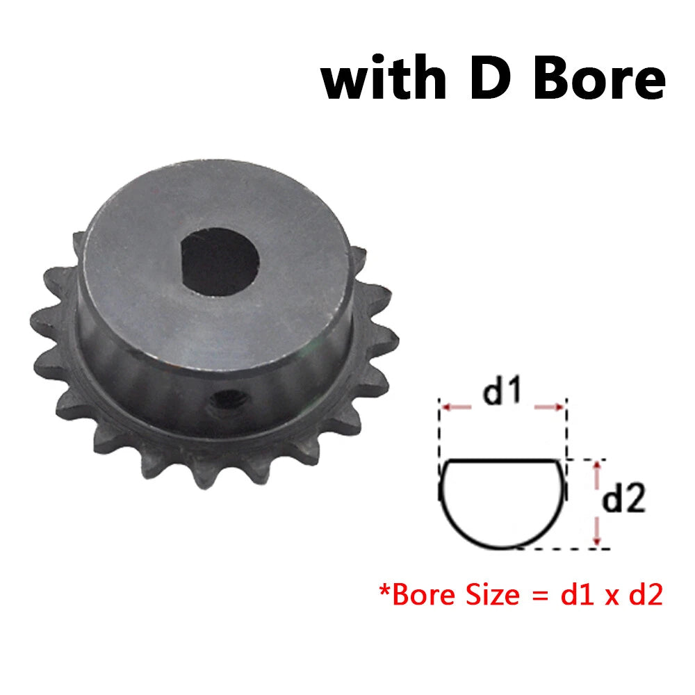 Simplex Sprocket Wheel for #25 (04C) Roller Chain, 9-40T, Pitch 1/4" Bore 6-20mm