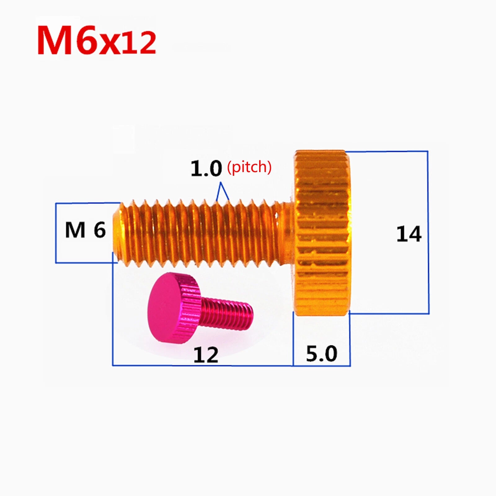 M5 M6 Knurled Thumb Screws Aluminum Alloy Multicolour Round Hand Grip Knob Bolts