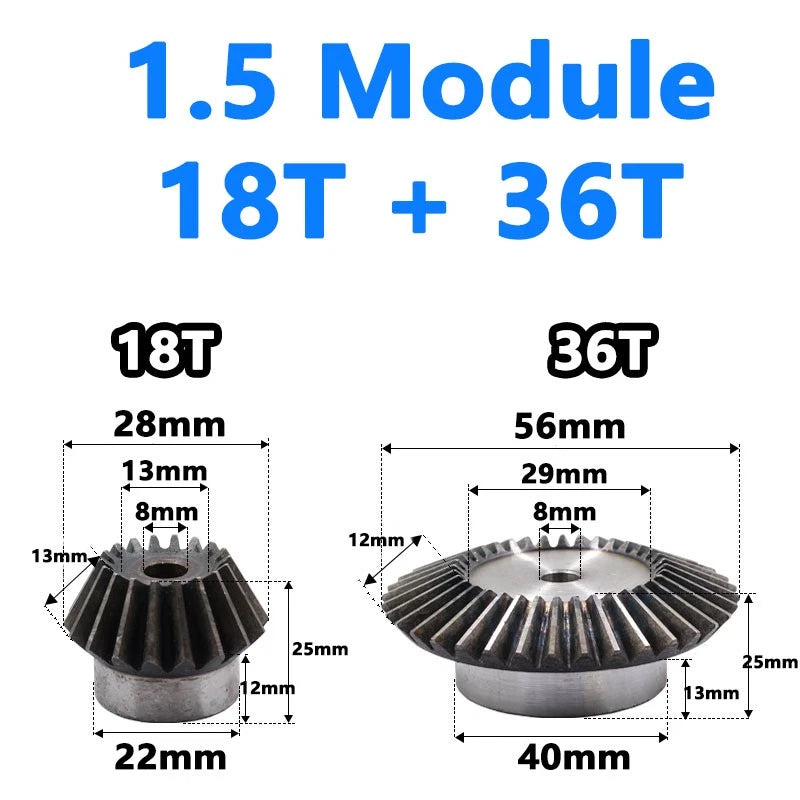 Precision Bevel Gears 0.5/1/1.5/2/2.5 Module 12/24 Teeth -35/70 Teeth Bevel Gear