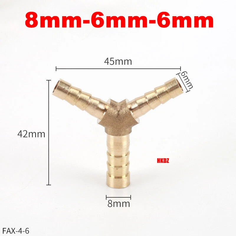 Brass Y Barbed Hose Tail Joiner — Tube Connector for Air, Water, Fuel & Gas