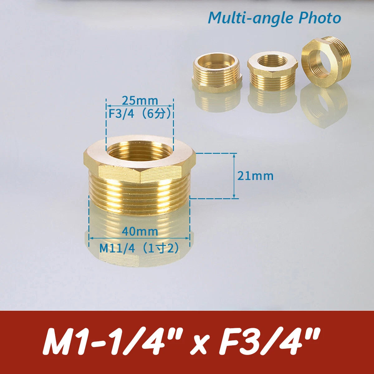 BSP Brass Reducing Hexagon Bush — Male to Female Thread Pipe Fittings