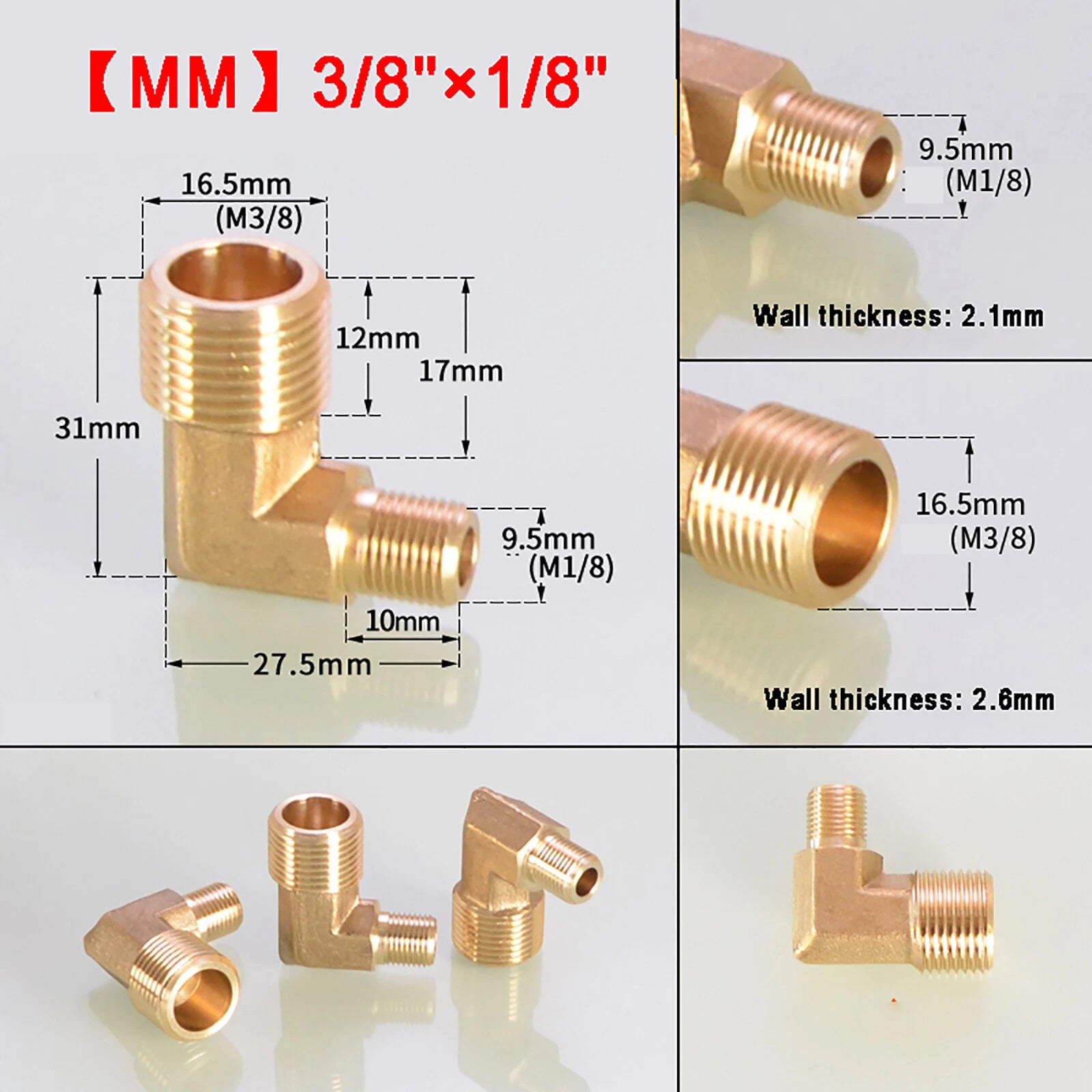 Brass 90° Elbow BSP Threaded Pipe Fitting — Equal & Reducer, 1/8" to 1/2"