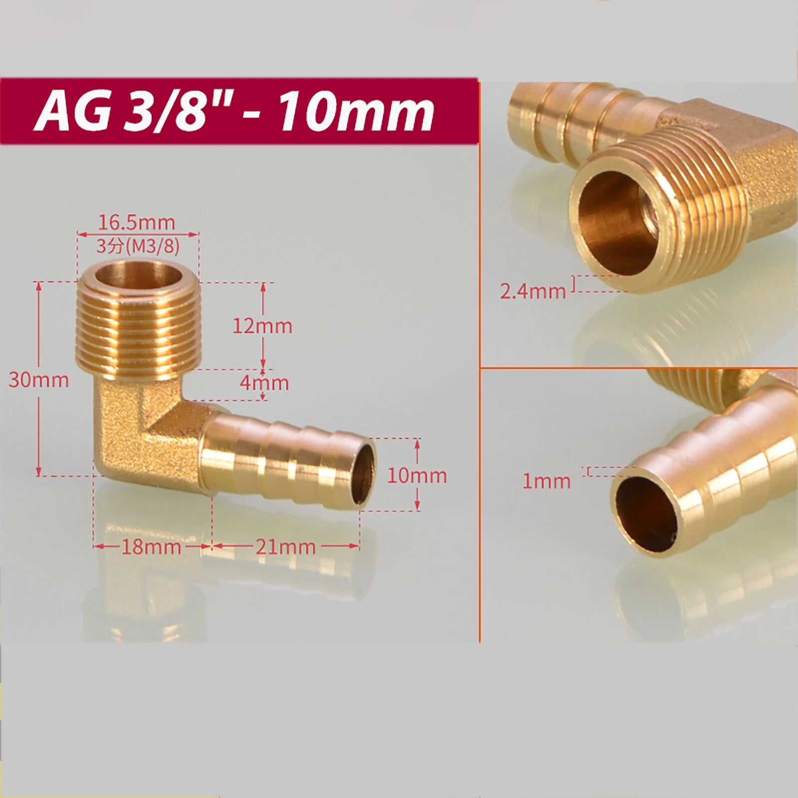 Brass 90° BSP Male Elbow x Barbed Hose Tail Fitting – Air & Water Pipe Connector
