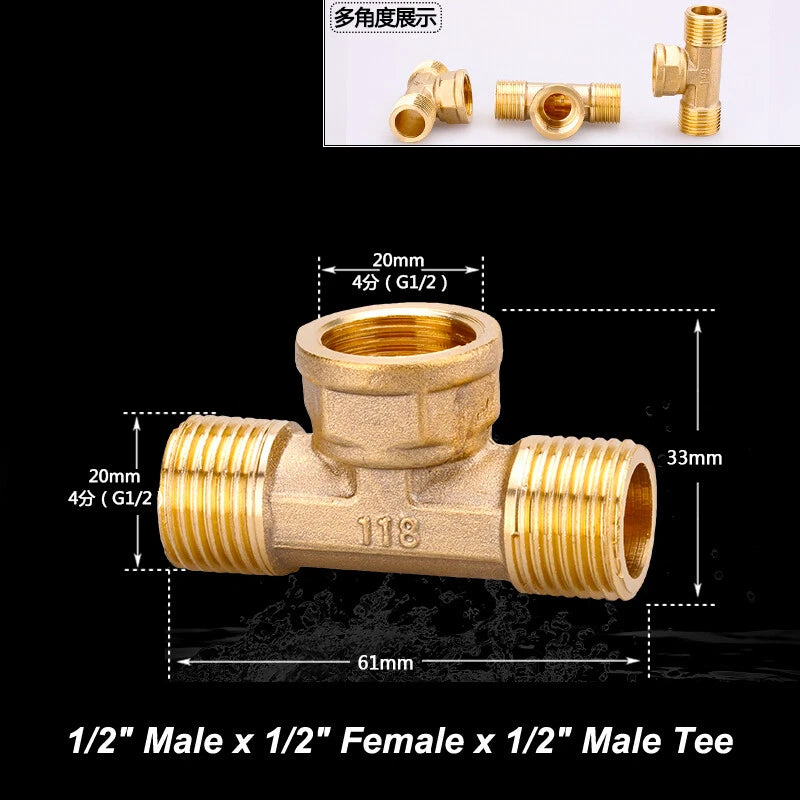 1/2" & 3/4" BSP Brass Pipe Fittings — Nipple, Elbow, Tee, Cross, Union, Plug & Bushing