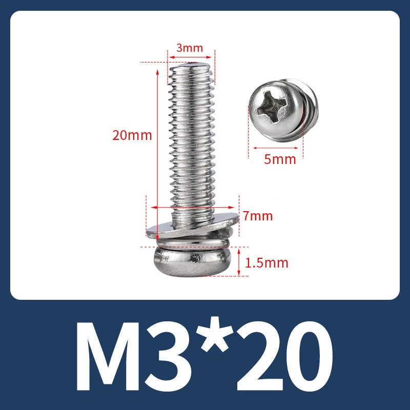 M3 M4 M5 M6 A4 Stainless Steel Bolt, Nut & Washer Set – Phillips Pan Head Marine Grade (316)