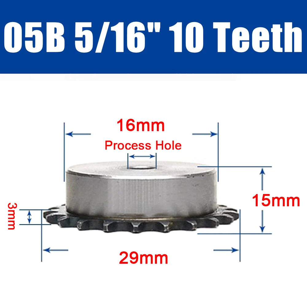05B 5/16" Steel Roller Chain Sprocket Wheel Pitch 8mm 10~40 Teeth Process Hole