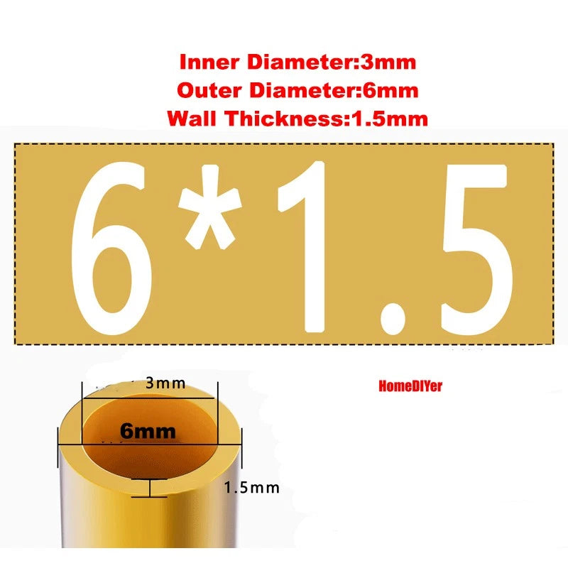 H62 Brass Round Tube — OD 2mm–100mm, Wall 0.5mm–4mm, 200mm Length