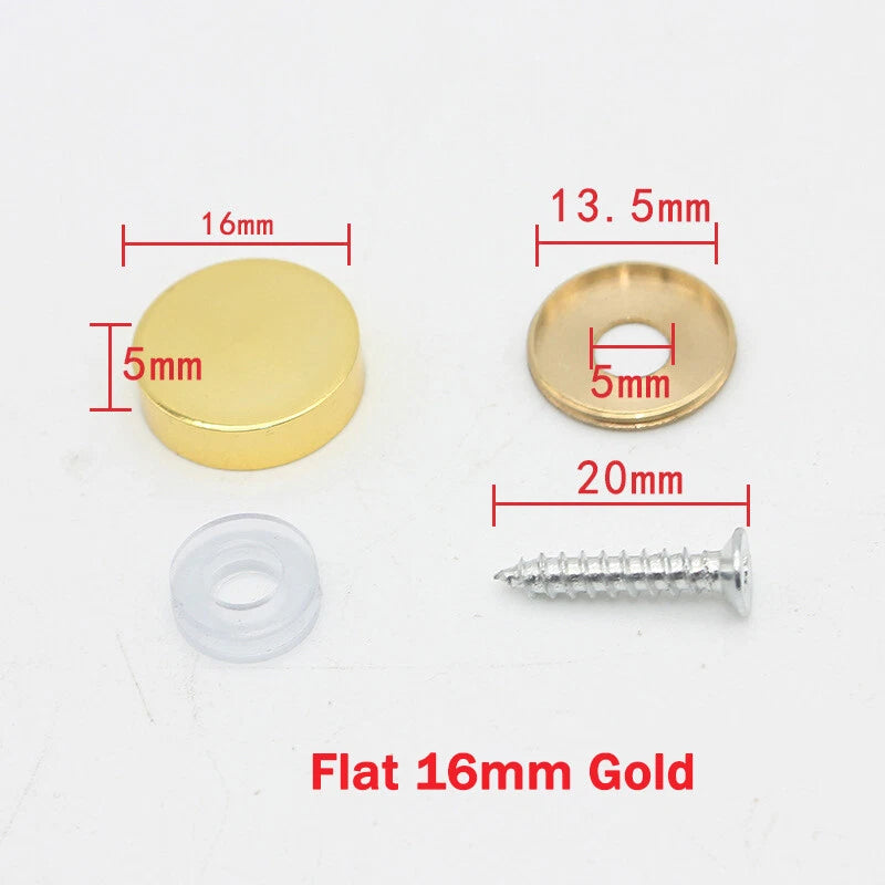 Mirror Screws Cap – Brass Chrome Decorative Cover Caps (10mm to 25mm) for Glass & Furniture – Silver/Gold
