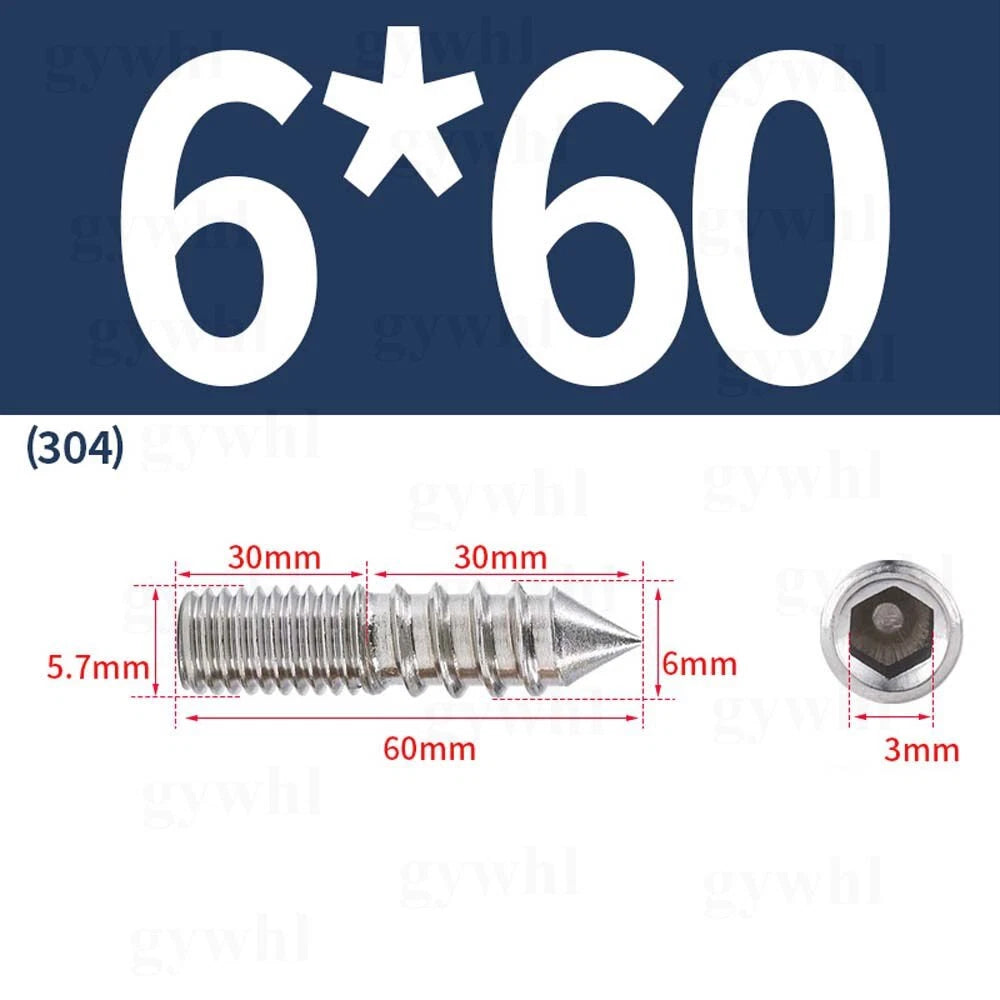Wood To Metal Dowels Double Ended Threaded Furniture Screws M3 M4 M5 M6 8 10 M12