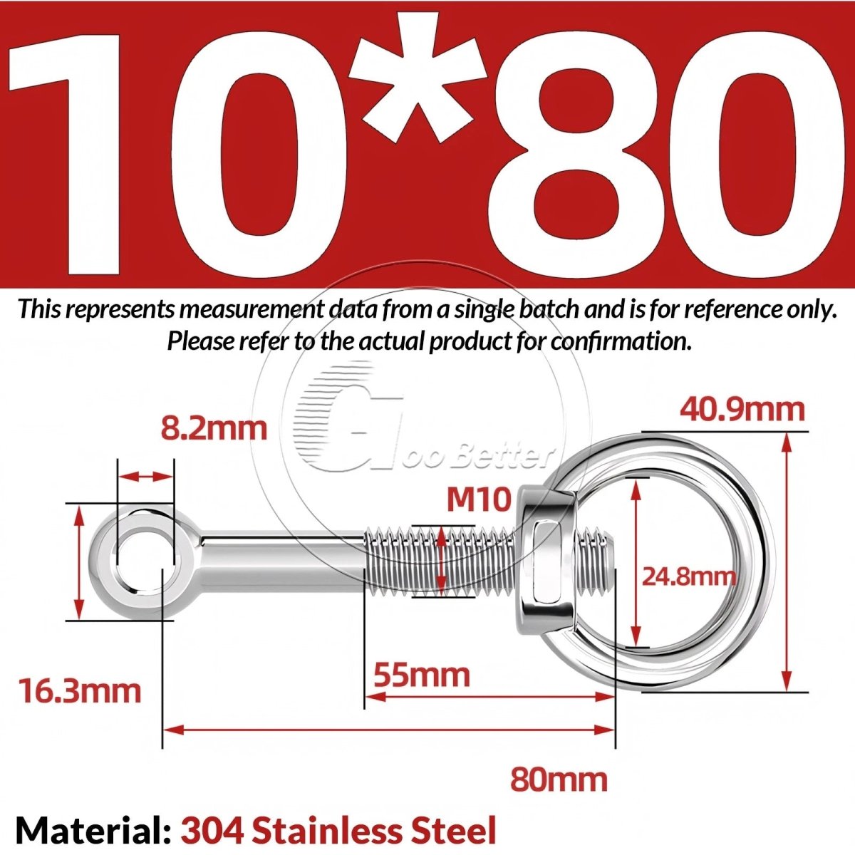 M10 M12 M14 Stainless Steel Eye Bolt & Eye Nut Set — A2 - 304, Threaded Lifting Ring - HomeDIYer
