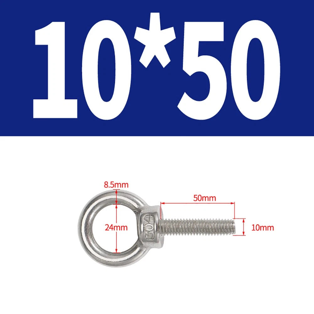 A2 Stainless Steel Eye Bolts DIN 580 — M10 M12 M14 M16 M18 M20 M24 Lifting Ring Bolt