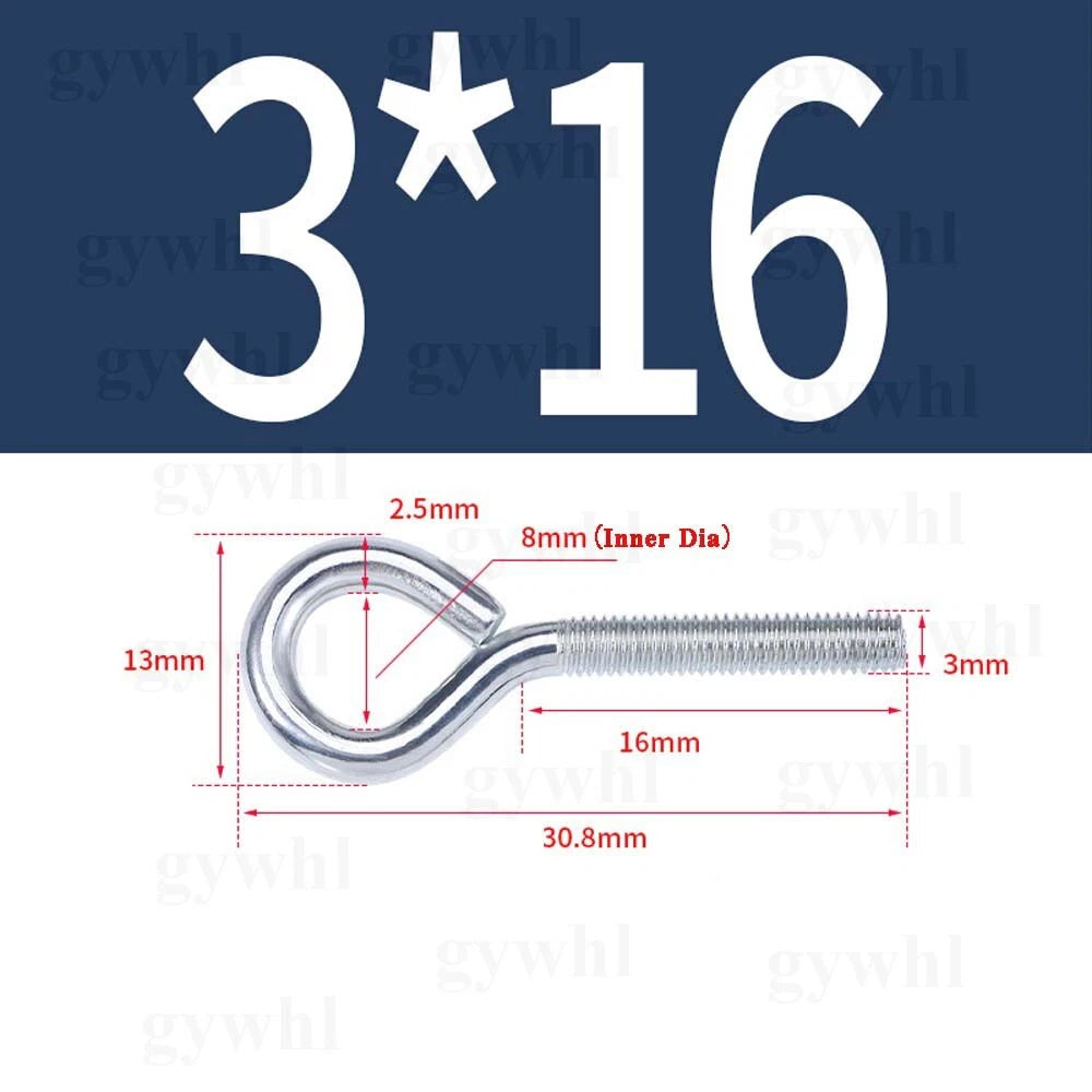 Galvanised Eye Screws Hooks Eye Bolts Closed Screws Rod Stainless Threaded Rings