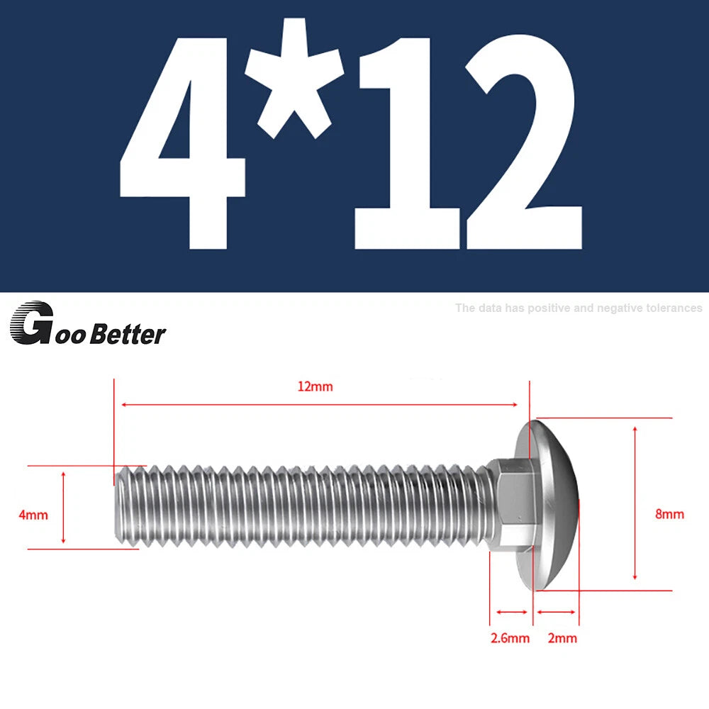 M4–M12 Carriage Bolts A2 Stainless Steel | Cup Square Neck Screws