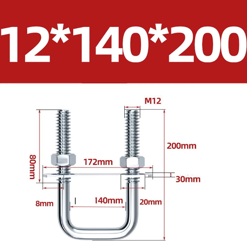 Square U - Bolts with Plate and Nuts – M6 M8 M10 M12 Zinc Plated, Trailer & Pipe Clamp Fasteners - HomeDIYer