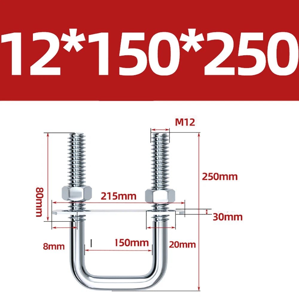 Square U - Bolts with Plate and Nuts – M6 M8 M10 M12 Zinc Plated, Trailer & Pipe Clamp Fasteners - HomeDIYer