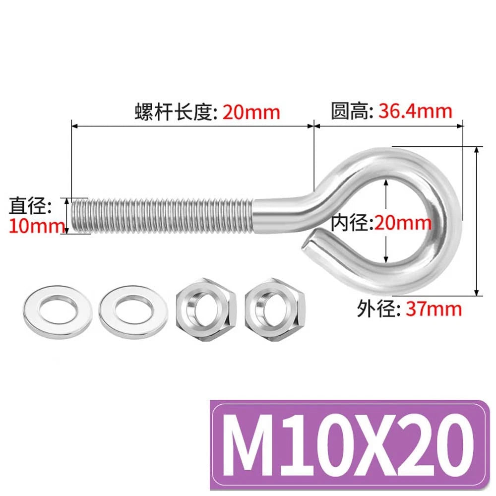 Galvanised Stainless Eye Screws Hooks Eye Bolts Closed Screws Threaded Rings Set