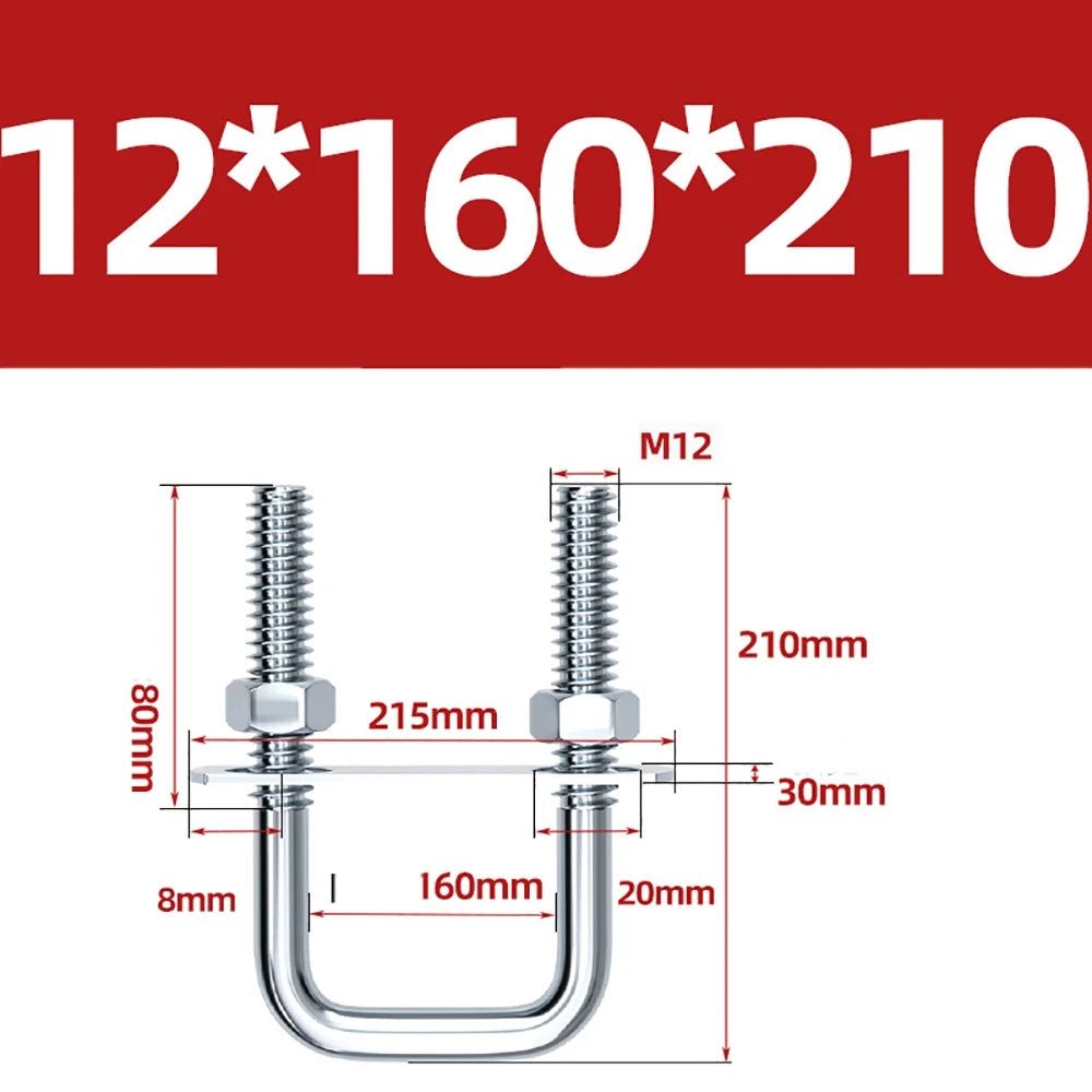 Square U - Bolts with Plate and Nuts – M6 M8 M10 M12 Zinc Plated, Trailer & Pipe Clamp Fasteners - HomeDIYer