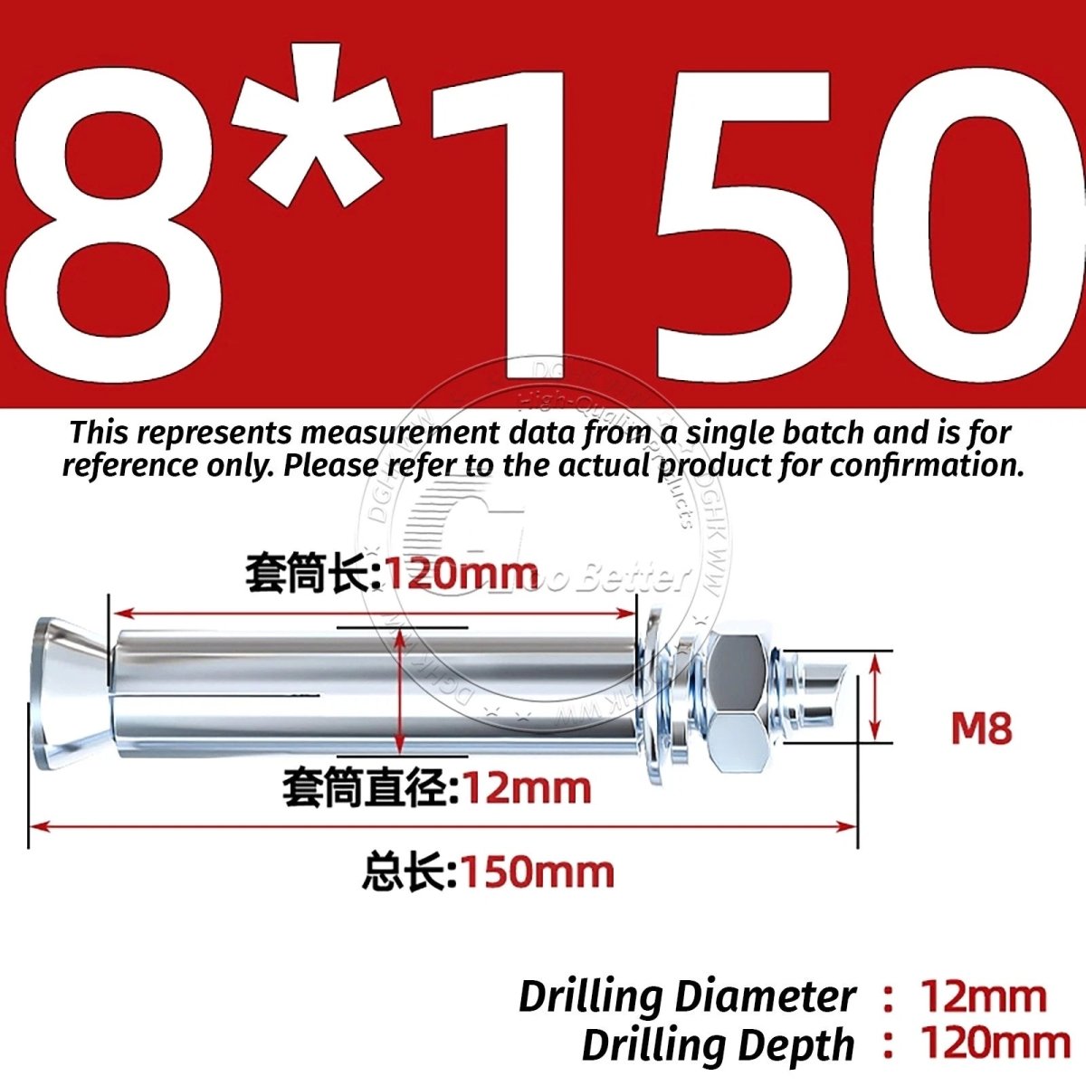 Concrete Expansion Anchor Bolts M6–M20, Extra Long Masonry Wall Screws – Iron Blue White Zinc / Iron - colour Zinc - HomeDIYer