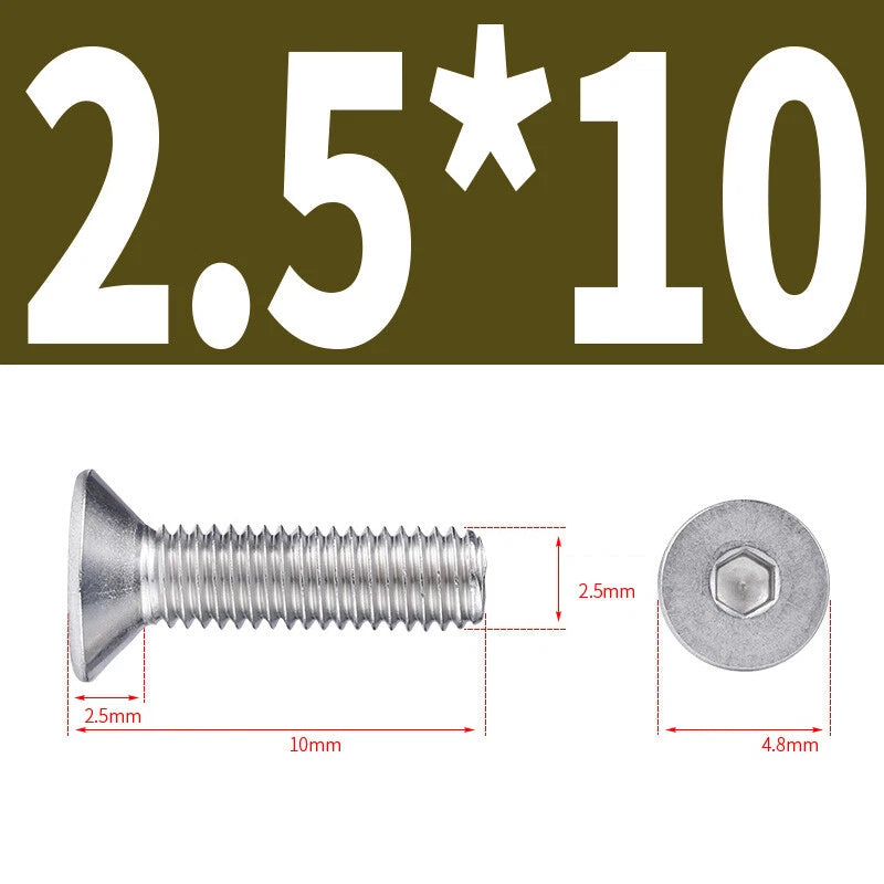Allen Countersunk Head Screws V4A Steel Hexagon Socket Flat Head Machine Screw