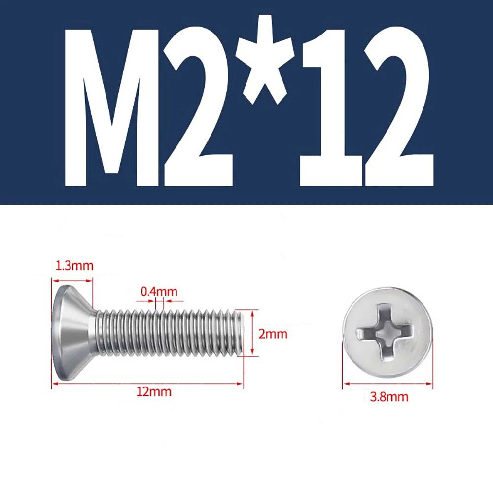 M2–M8 A4 Stainless Steel Phillips Countersunk Screws – Marine Grade, DIN 965, Fully Threaded (3–100mm)