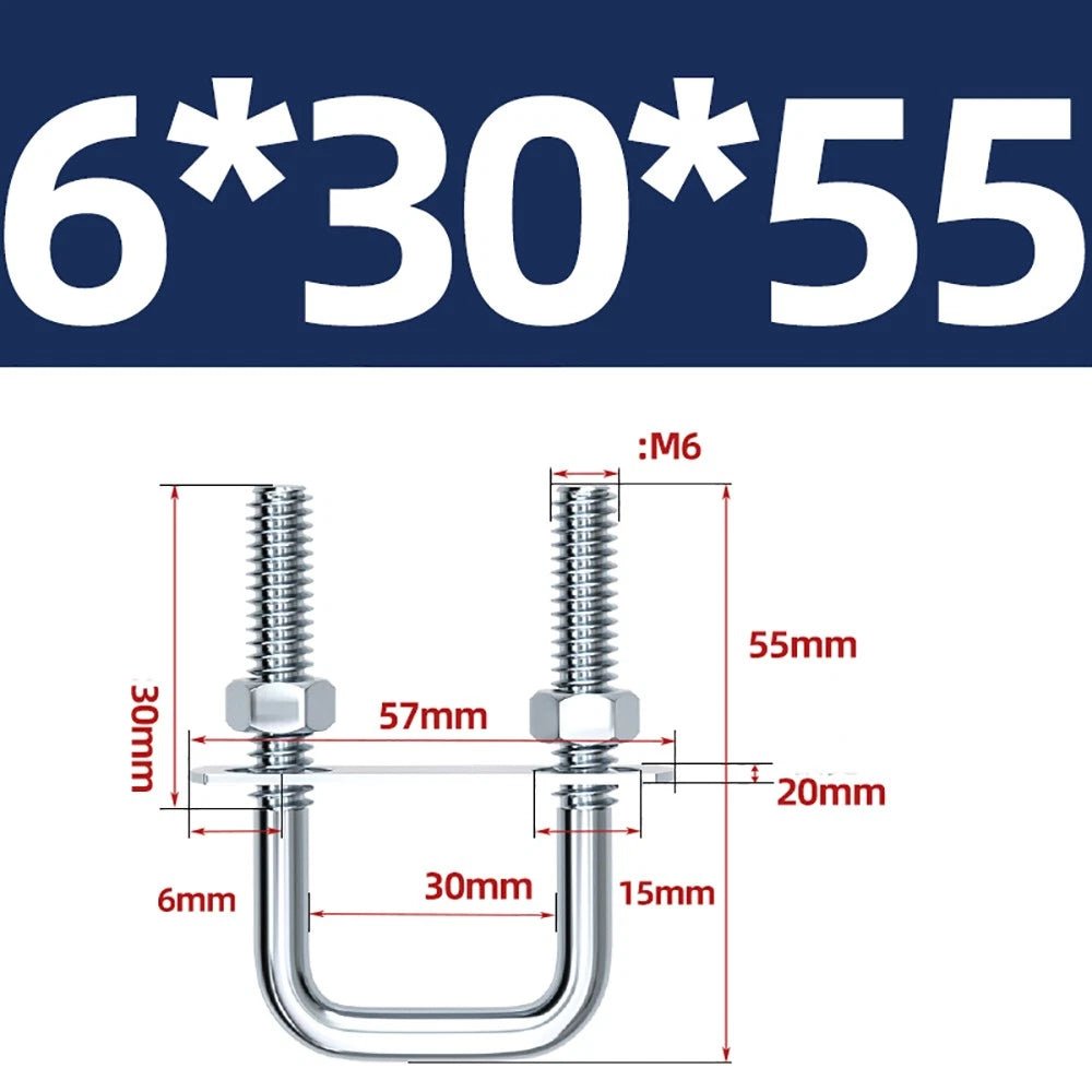 Square U - Bolts with Plate and Nuts – M6 M8 M10 M12 Zinc Plated, Trailer & Pipe Clamp Fasteners - HomeDIYer