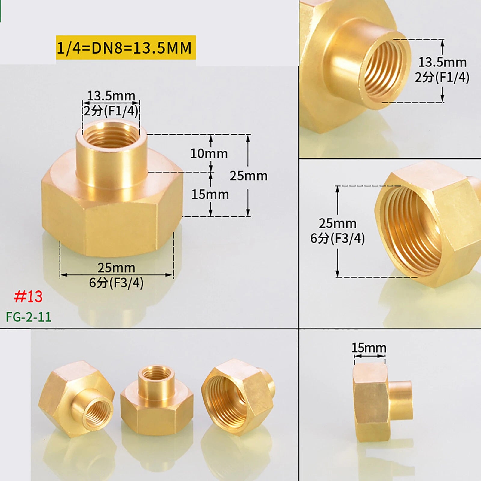 BSP Brass Socket Coupler Female x Female Thread Fitting | 1/8" to 1" Sizes