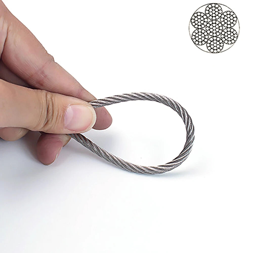 1mm-20mm Stainless Steel Wire Rope Lifting Metal Cable 2/3/4/5/6/8/10/12/14/16mm