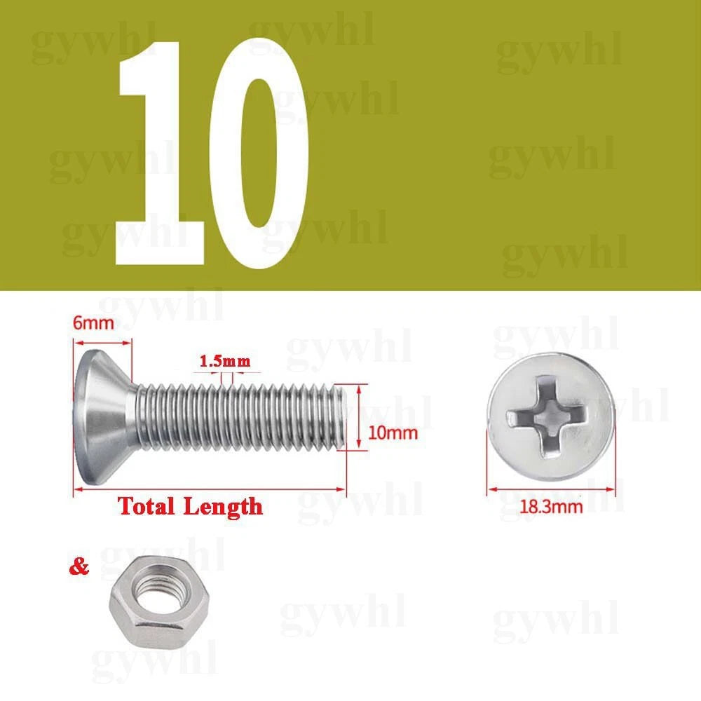 A2 Stainless Steel Phillips Countersunk Machine Screws with Nuts – M2 to M10, Flat Head, Rust‑Resistant
