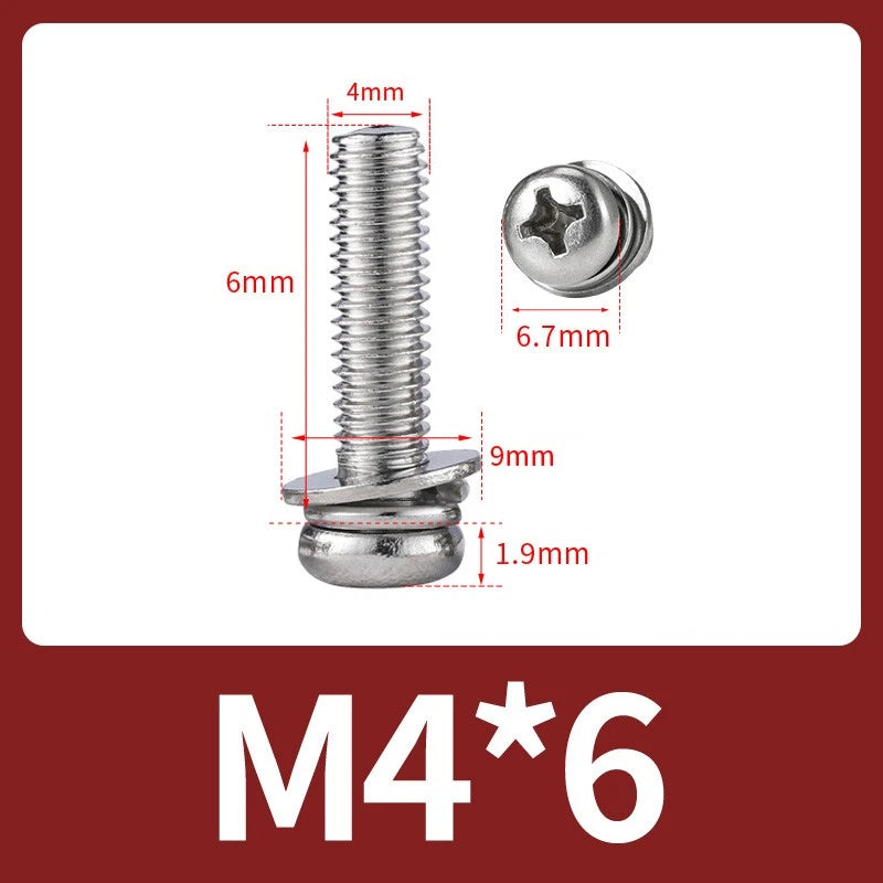 M3 M4 M5 M6 A4 Stainless Steel Bolt, Nut & Washer Set – Phillips Pan Head Marine Grade (316)