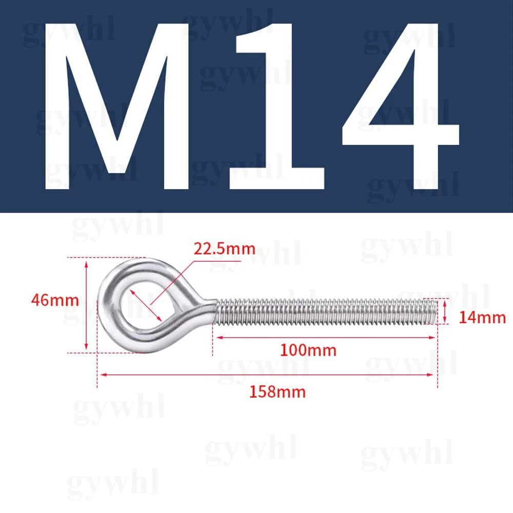 Heavy Duty Stainless Threaded Eye Hook Bolt Ring Bolts for Garden Fence Projects