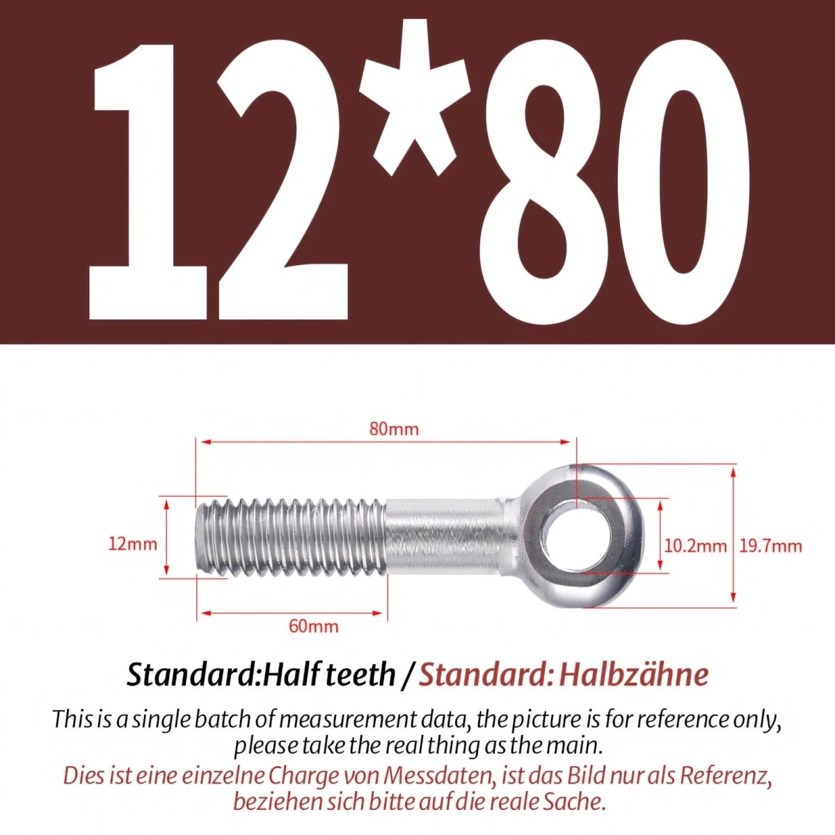 M12 M14 Stainless Steel Eye Bolts – Threaded Ring for Catenary Wire & Hanging - HomeDIYer