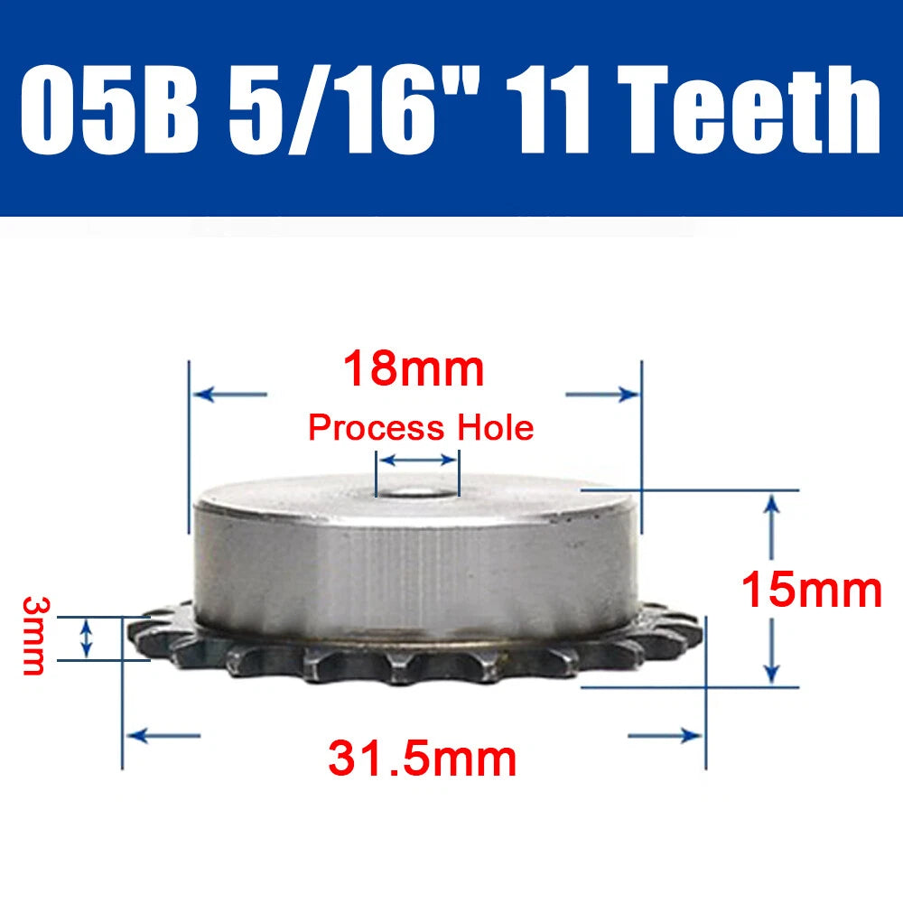 05B 5/16" Steel Roller Chain Sprocket Wheel Pitch 8mm 10~40 Teeth Process Hole