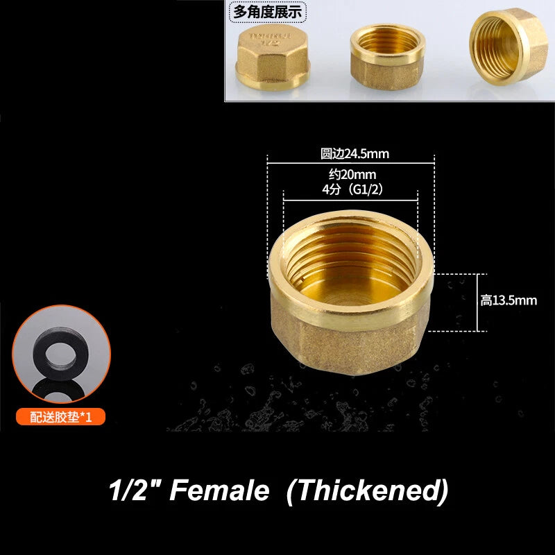 Brass BSP Blanking Cap Plug — 1/8" to 2" Male & Female Stop End with Washer