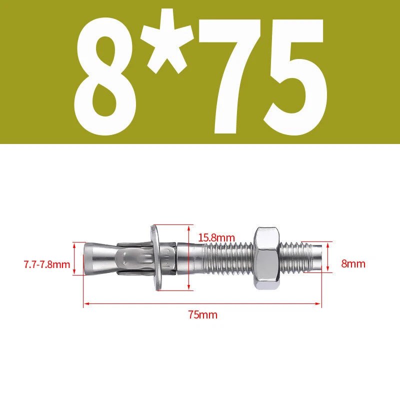 Stainless Steel Through Bolts – Wall Expansion Anchor Bolts M6 M8 M10 M12 M16 - HomeDIYer