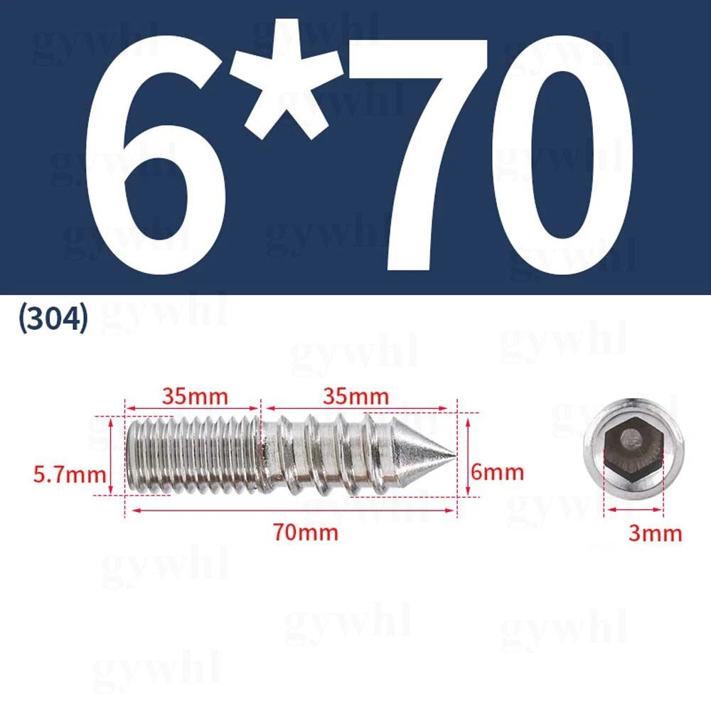 Wood To Metal Dowels Double Ended Threaded Furniture Screws M3 M4 M5 M6 8 10 M12