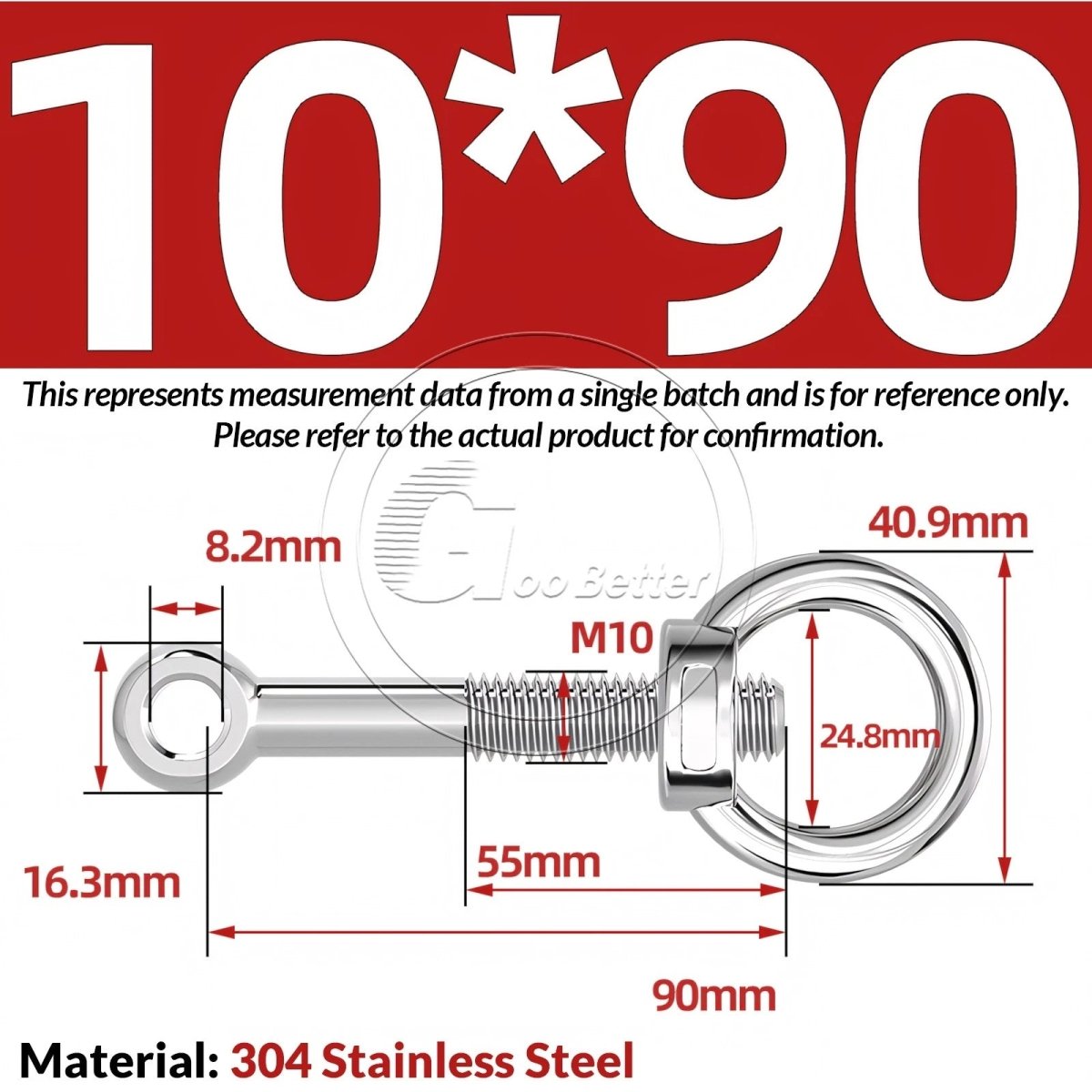 M10 M12 M14 Stainless Steel Eye Bolt & Eye Nut Set — A2 - 304, Threaded Lifting Ring - HomeDIYer