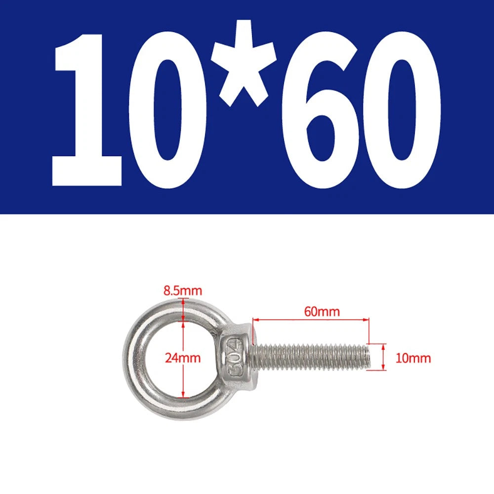 A2 Stainless Steel Eye Bolts DIN 580 — M10 M12 M14 M16 M18 M20 M24 Lifting Ring Bolt