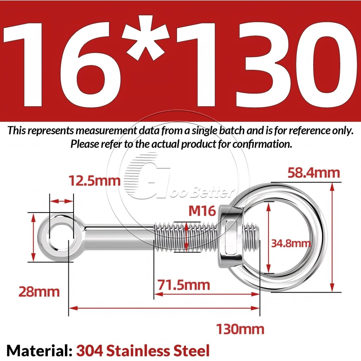 M16–M24 A2 304 Stainless Steel Lifting Eye Bolt & Eye Nut Threaded Ring - HomeDIYer