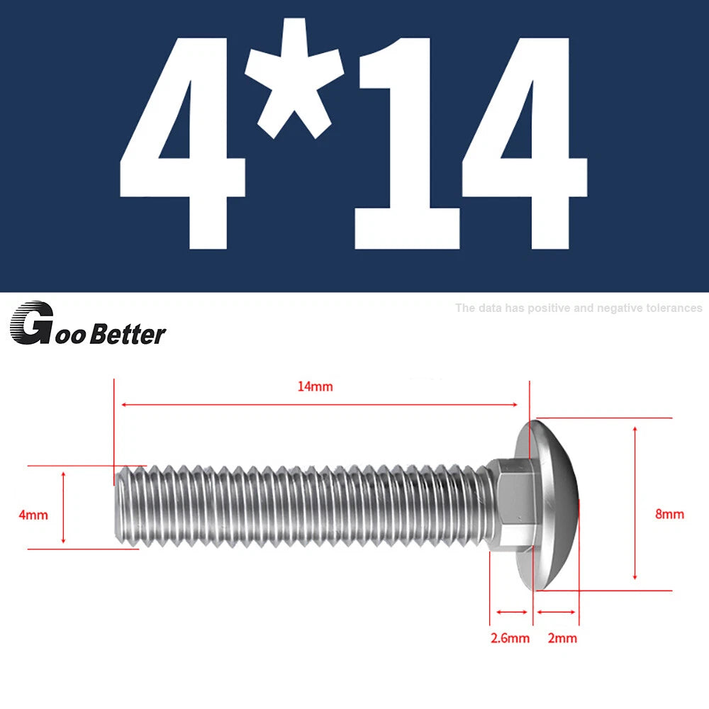 M4–M12 Carriage Bolts A2 Stainless Steel | Cup Square Neck Screws