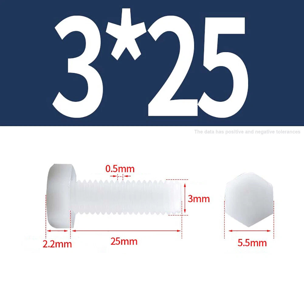 M3–M12 White Nylon Hex Bolts | Plastic Hexagon Head Machine Screws DIN 933