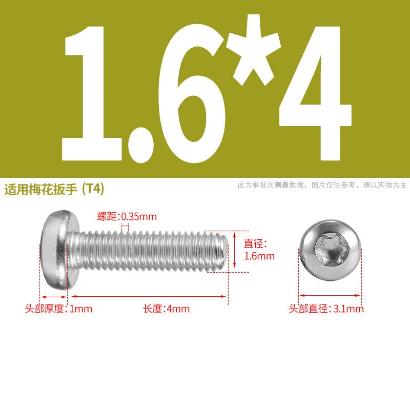 M1.6 M2 M3 M4 M5 M6 M8 M10 Torx Pan Head Machine Screws Bolts A2 Stainless Steel