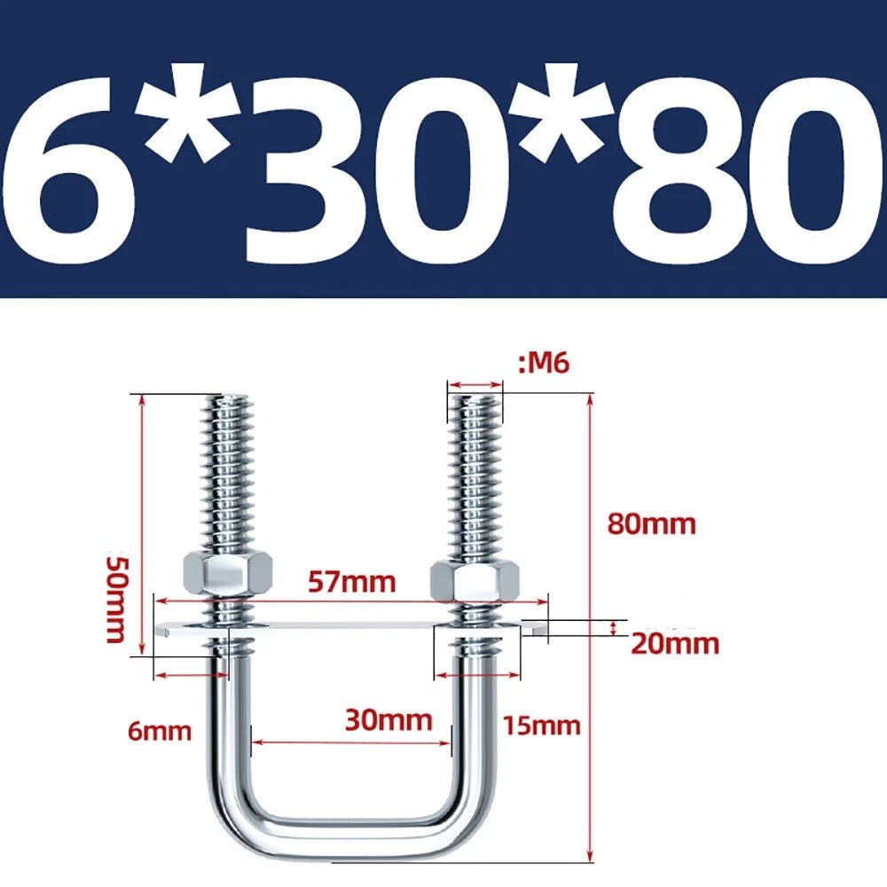 Square U - Bolts with Plate and Nuts – M6 M8 M10 M12 Zinc Plated, Trailer & Pipe Clamp Fasteners - HomeDIYer