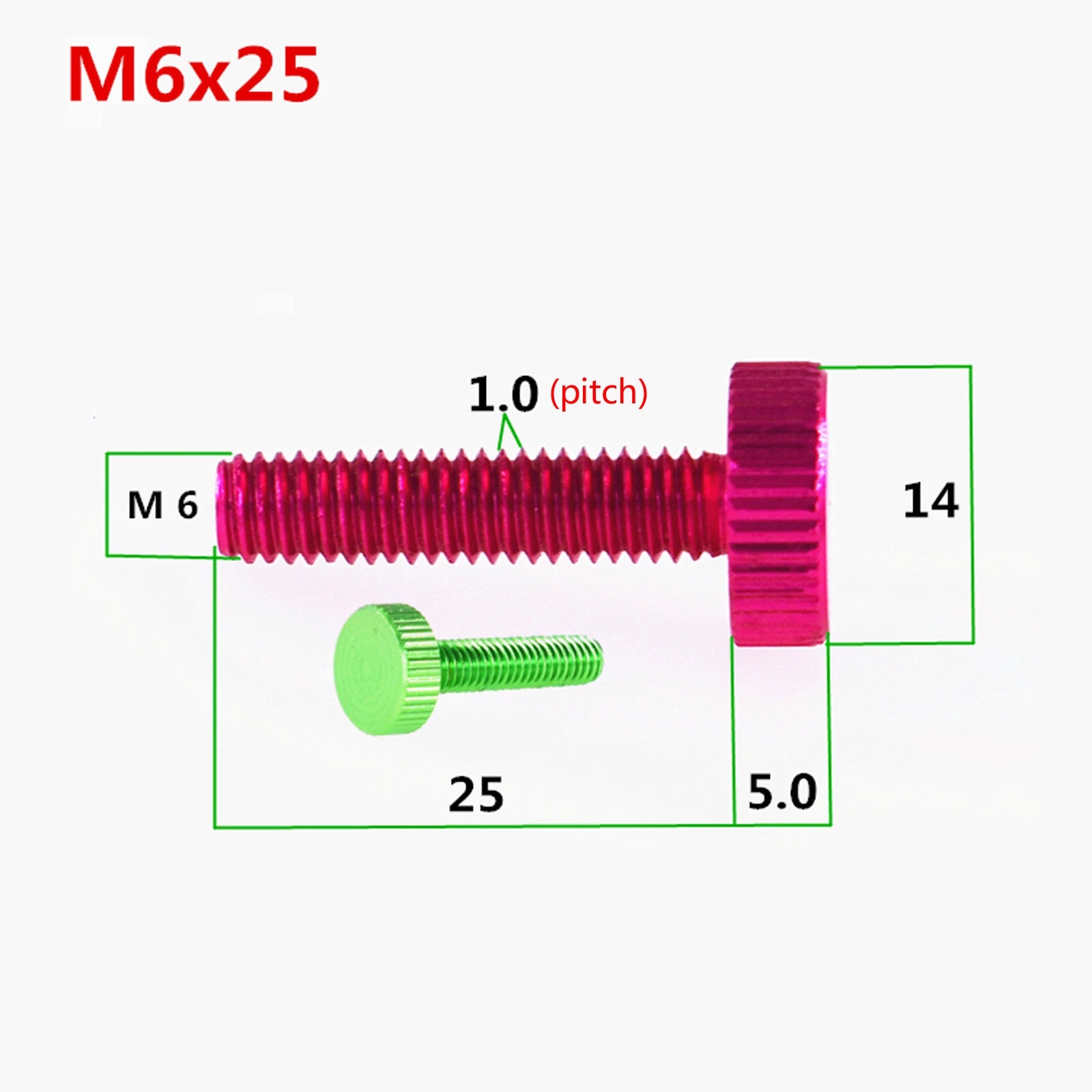 M5 M6 Knurled Thumb Screws Aluminum Alloy Multicolour Round Hand Grip Knob Bolts