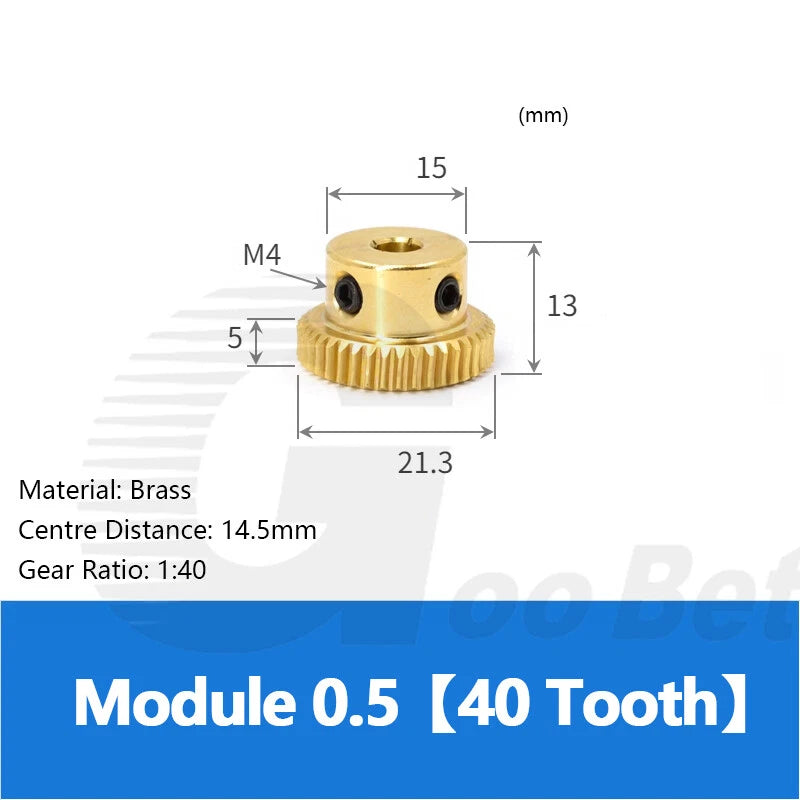 Mod 0.5 Worm Gear Wheel Brass 20-60 Tooth Worm Shaft Steel C45-Stainless Steel