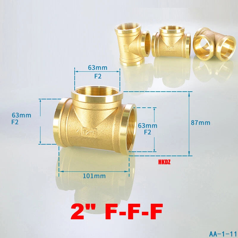 Brass T-Shape Pipe Fittings 1 2"~2" BSP Male Female Thread Tee Connector Adapter