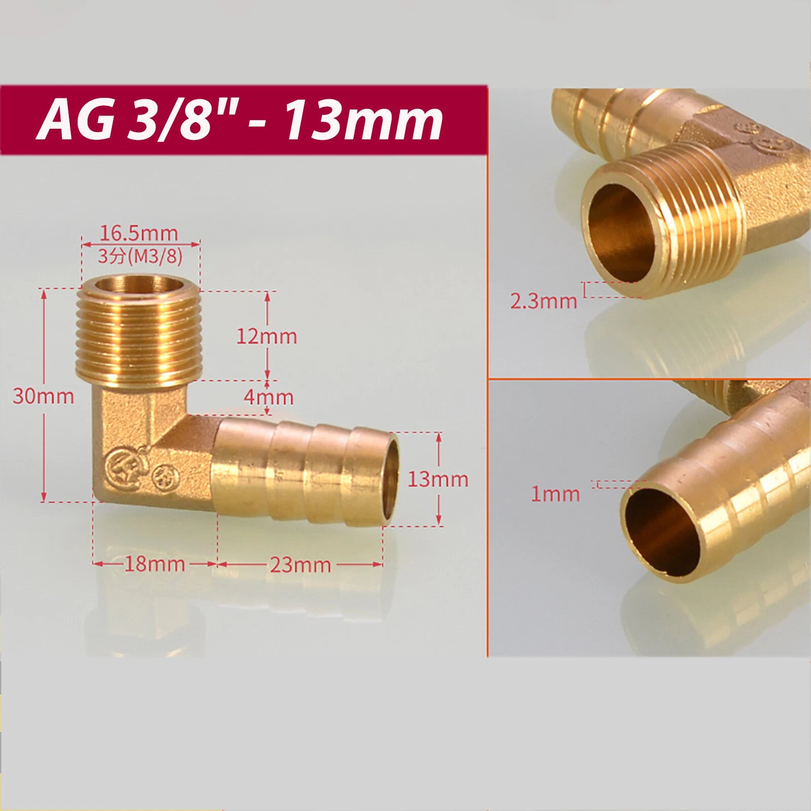 Brass 90° BSP Male Elbow x Barbed Hose Tail Fitting – Air & Water Pipe Connector