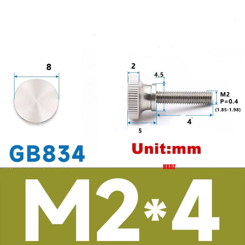 M2/M2.5 High Head Knurled Thumb Screws – 303 Stainless Steel Hand Grip Knob Bolts (3 - 12mm) - HomeDIYer