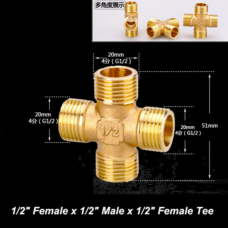 1/2" & 3/4" BSP Brass Pipe Fittings — Nipple, Elbow, Tee, Cross, Union, Plug & Bushing
