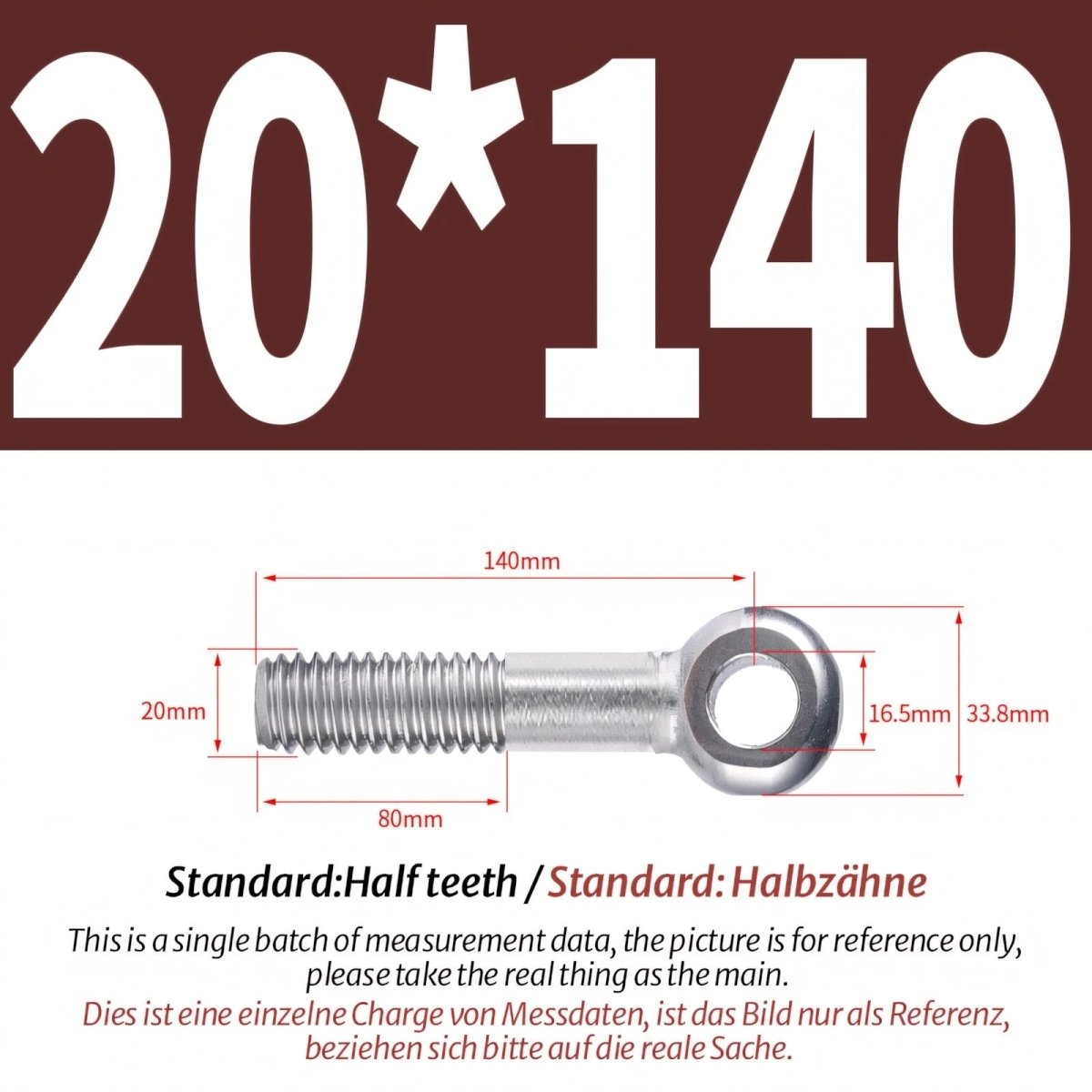 M20/M24 Stainless Steel A2 Eye Bolts – Threaded Ring for Catenary Wire & Hanging - HomeDIYer